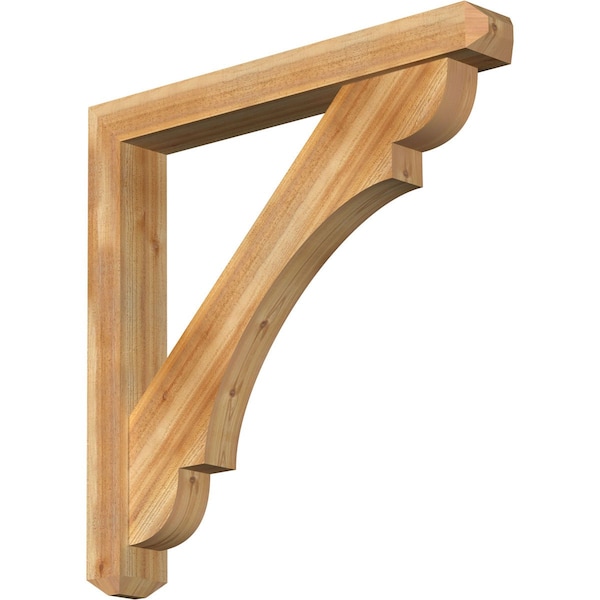 Ekena Millwork Olympic Craftsman Rough Sawn Bracket w/ Offset Brace, Western Red Cedar, 6"W x 44"D x 44"H BKT0604X44X44OLY04RWR - main